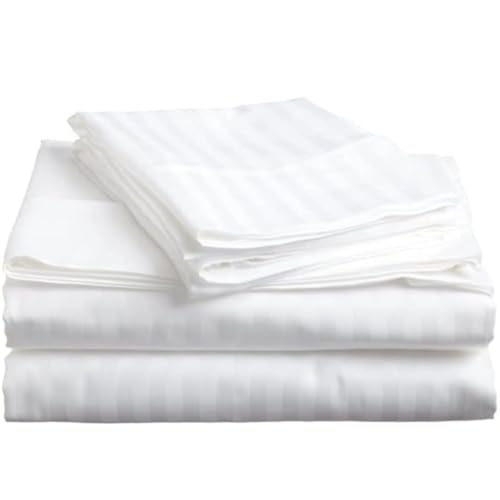 Image of Dreamzee Premium 100% Cotton Bedsheet for Queen Size with 2 Pillow Covers | 300TC Queen Size Bed Sheet Set (White 114x92 Inches)