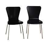 SilkWood Studio Pisa Bentwood Stackable Dining Chairs with Chrome Legs, Set of 2, Black