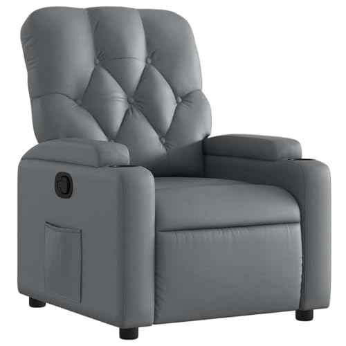 XHNIFBN Sillón de relax de piel sintética, 74 x 86,5 x 93,5 cm, función reclinable 135°, soporte para bebidas, bolsillo lateral, estructura de madera metálica, salón, dormitorio/balcón