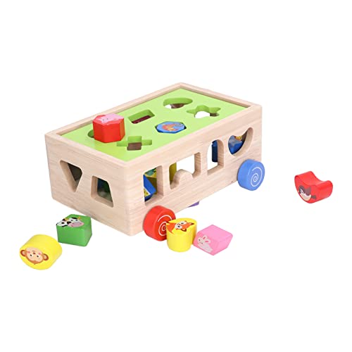 Coche clasificador de formas con 18 bloques desmontables de madera de haya para niños