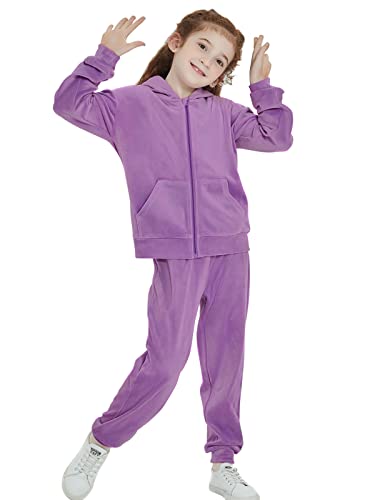 Tracksuit For Girls Velour Sports Suit Hooded Teen Sweatshirt Little Girls Tracksuit Set Pants Casual Suit 4T-12T