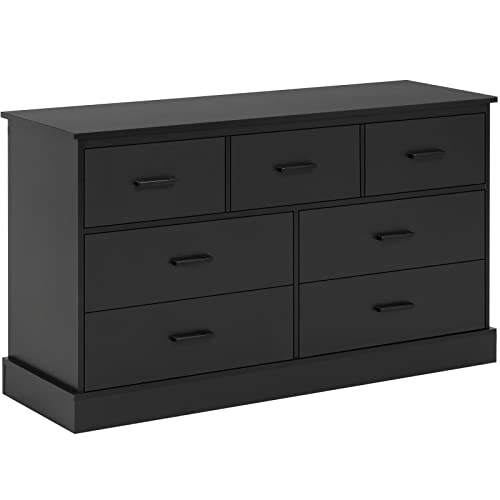 Hasuit Black Dresser For Bedroom, 7 Drawer Dresser, Wide Chest Of Drawers With Sturdy Base, Wood Storage Tower Clothes Organizer, Large Storage Cabinet For Closet, Living Room, Hallway #TOP7