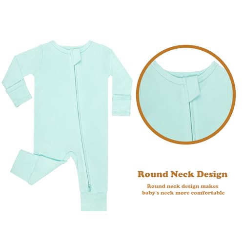 GUISBY Long Sleeve Cotton Pajamas Footless Baby Bodysuits with Zipper and Mittens 3-Pack for Boys Girls2