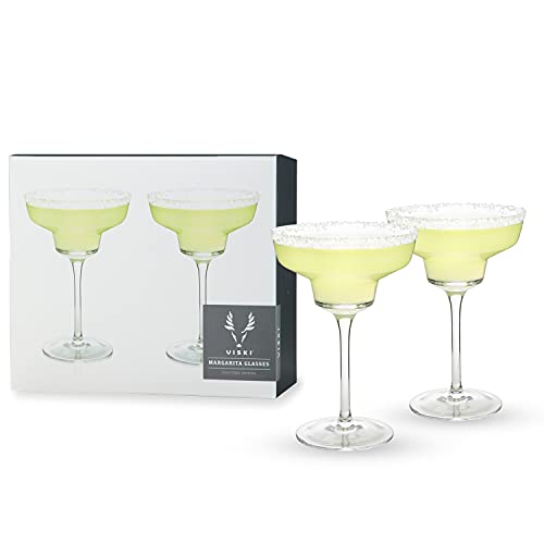 Viski Raye Angled Stemmed Margarita Glasses Set Of 2 - Premium Crystal Clear Margarita Cocktail Glasses Drink Gift Set - 12Oz #TOP9