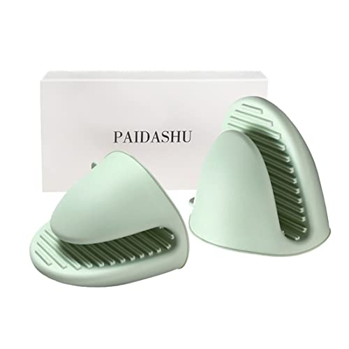 Guante de horno de silicona gruesa con soporte para olla mini, resistente al calor, cubrepinzas para hornear, cocinar, barbacoa (verde)