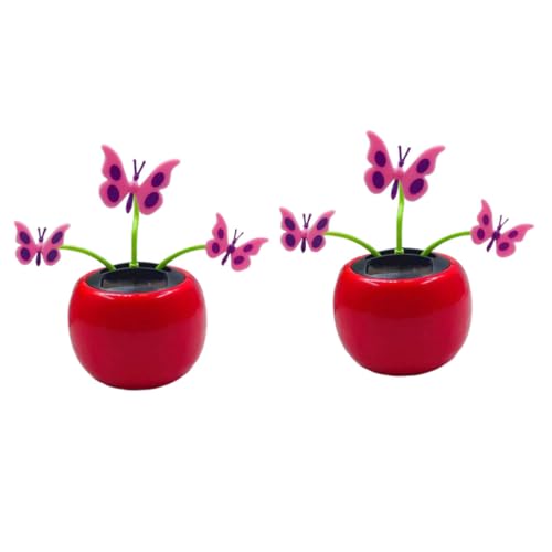 ERINGOGO 2 pièces Ornement Solaire Voiture Motif Insecte et Fleur Décoration Intérieure Oscillante Abs Cadeau Original pour Bureau et Auto