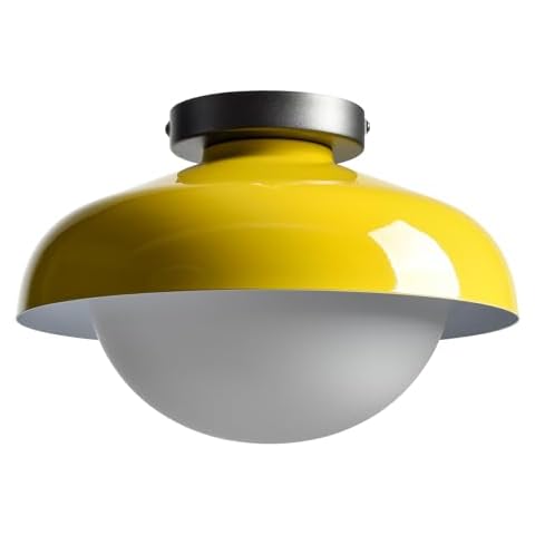 CLAXY Macaron Ceiling Light Modern Yellow Barn Flush Mount Light Fixture Opal Glass Shade Lighting for Kitchen Bedroom Hallway Porch Patio Cover