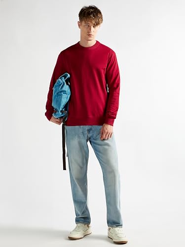 Image of Clans & Hans Men's Cotton Casual Crew Neck Sweatshirt - Heavyweight 240 GSM French Terry Fabric|Relaxed Fit Pullover|Essential Streetwear Sweatshirt for Men