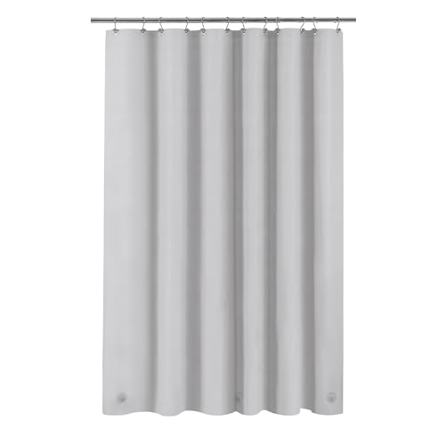 Image of Barossa Design Extra Long Shower Curtain Liner with 3 Magnets - 72 inch x 84 inch XL, Waterproof PEVA Lightweight Shower Liner for Bathroom, PVC Free, Metal Grommets - Silver Gray, 72x84