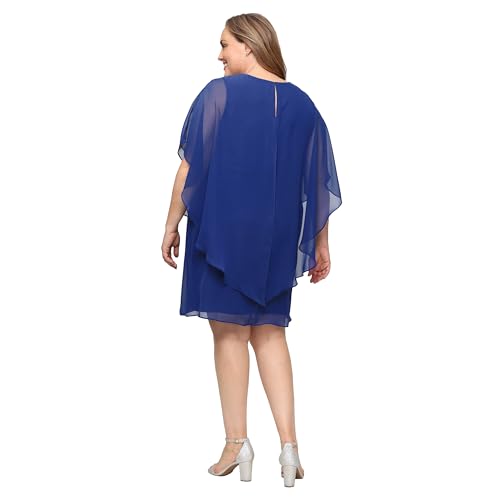 Image of S.L. Fashions Women's Capelet Cascade Sleeve Dress with Beaded Cutout Neckline, Special Occasion Dress