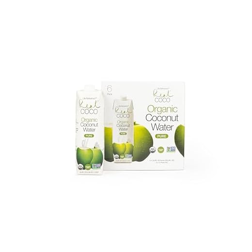 Real Coco Organic Pure Coconut Water (6-Pack 1L), USDA Organic, No Added Sugar, Plant Based, Packed with Electrolytes, Vegan