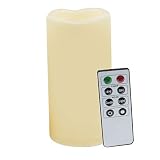Waterproof Outdoor Battery Operated Electric Flameless LED Pillar Candle with Remote Timer Realistic