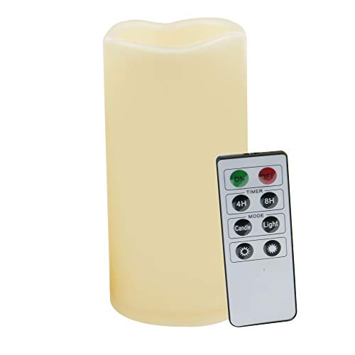 Waterproof Outdoor Battery Operated Electric Flameless Led Pillar Candle With Remote Timer Realistic Flickering Plastic Resin Lantern Xmas Christmas Party Lights Decorations Gifts Presents 3X6 Inches #TOP5