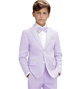 HANBANGWEI Boys Linen Suit 2 Piece Summer Beach Wedding Suit for Kid Casual Linen Jacket Pants Li...