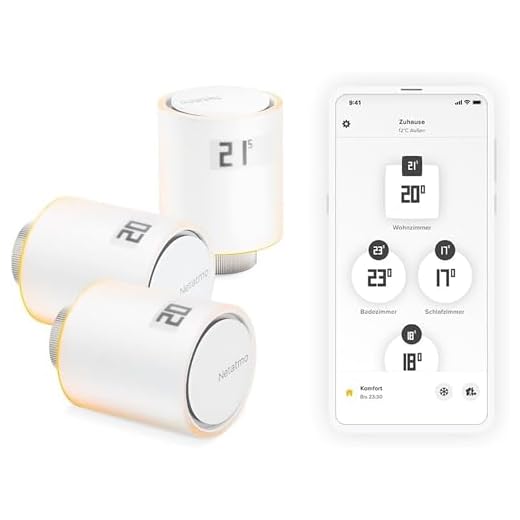 Netatmo Pack 3 Verbundene und Intelligente Thermostatköpfe, Zubehör für Verbundene und Intelligente Thermostate, Thermostatventile für Heizkörper, NBU-NAV-EU