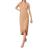 Glitzer Kleid Damen Party - Elegantes Pailletten Midi Kleid mit Kurzärmeln für Festliche Anlässe besondere Abendveranstaltungen