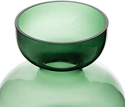 Glasseam Green Glass Vase for Flowers Large, Handmade Art Vases Modern Big Narrow Neck Jug for Living Room Decoration Table Ceterpiece Aesthetic Room Decor for Long Stemmed Pampas Grass Daffodils