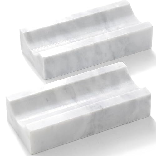 Marble Rolling Pin Holder,Rolling Pin Display Rack,Suitable for Storing Rolling Pin,Pizza Roller,Spoon,Knive,Fork and Other Kitchen Utensils,Set of 2(White Grey)