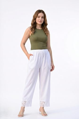 Image of Women's Viscose Rayon Solid Regular Fit Trouser Pant Palazzo Bottom Wear