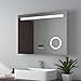 Produktbild EMKE 80x60cm LED Badspiegel Wandspiegel Beleuchtung Badezimmerspiegel Schminkspiegel mit 3-Fach Vergrößerung mit Bluetooth 4.1 Lautsprecher, Touch-Schalter, Digitaluhr