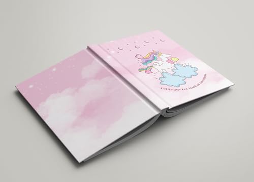 Image of AccuPrints wiro Hard bound Size -A5 (6 by 9 inch) Notebook Diary Ruled 200 pages-Notebook Diary Parent (Pink Unicorn Hard)
