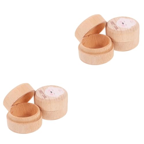 Amosfun 2 Juegos Caja De De Leche Cajas Organizadoras Contenedor De Almacenamiento De para Titular De Diente De Recuerdo De Bebé De Madera 2 Piezas * 2