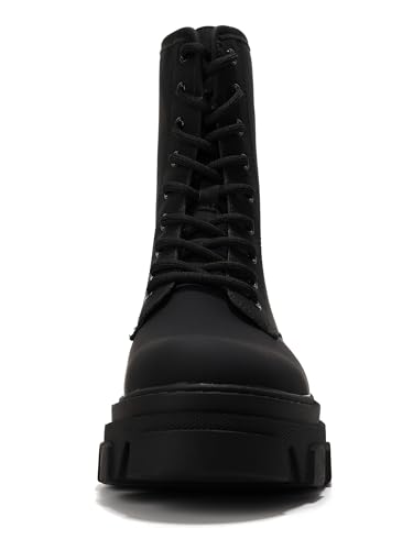 Women's Chunky Heel Combat Boots Platform Ankle Booties, Lace Up Fall Winter Streetwear Fashion Boots, Comfortable Block Heel (Chrisley)4