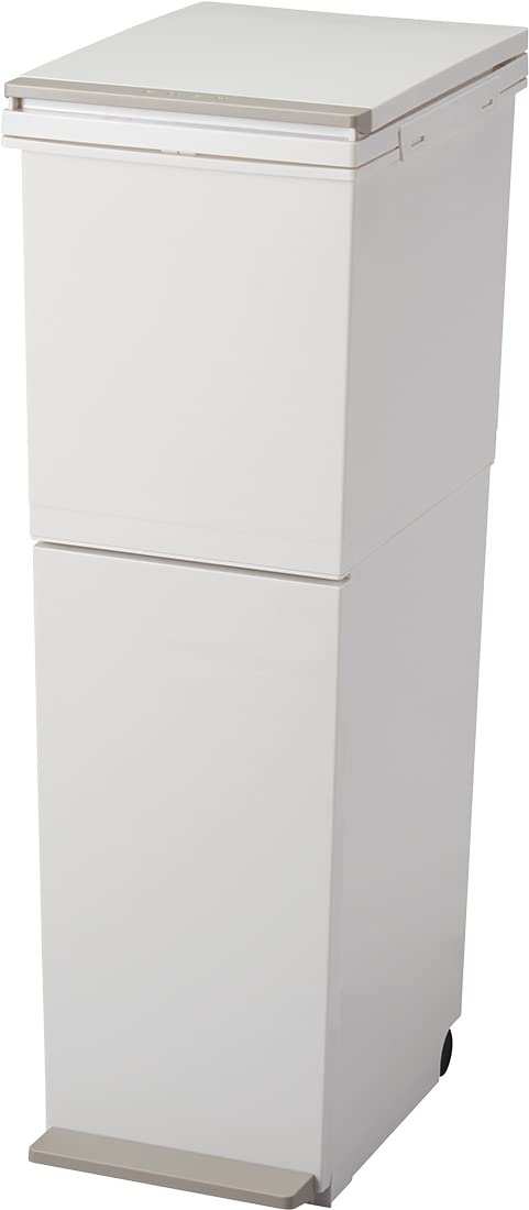 【密閉防臭】アスベル ゴミ箱 38L 20L+18L 2段 分別 縦型 スリム ペダル式 プッシュ式 日本製 おしゃれ キッチン リビング ダストボックス パッキン付 幅26×奥行37×高さ79cm 白 ホワイト ペダル2段スリム ASVEL