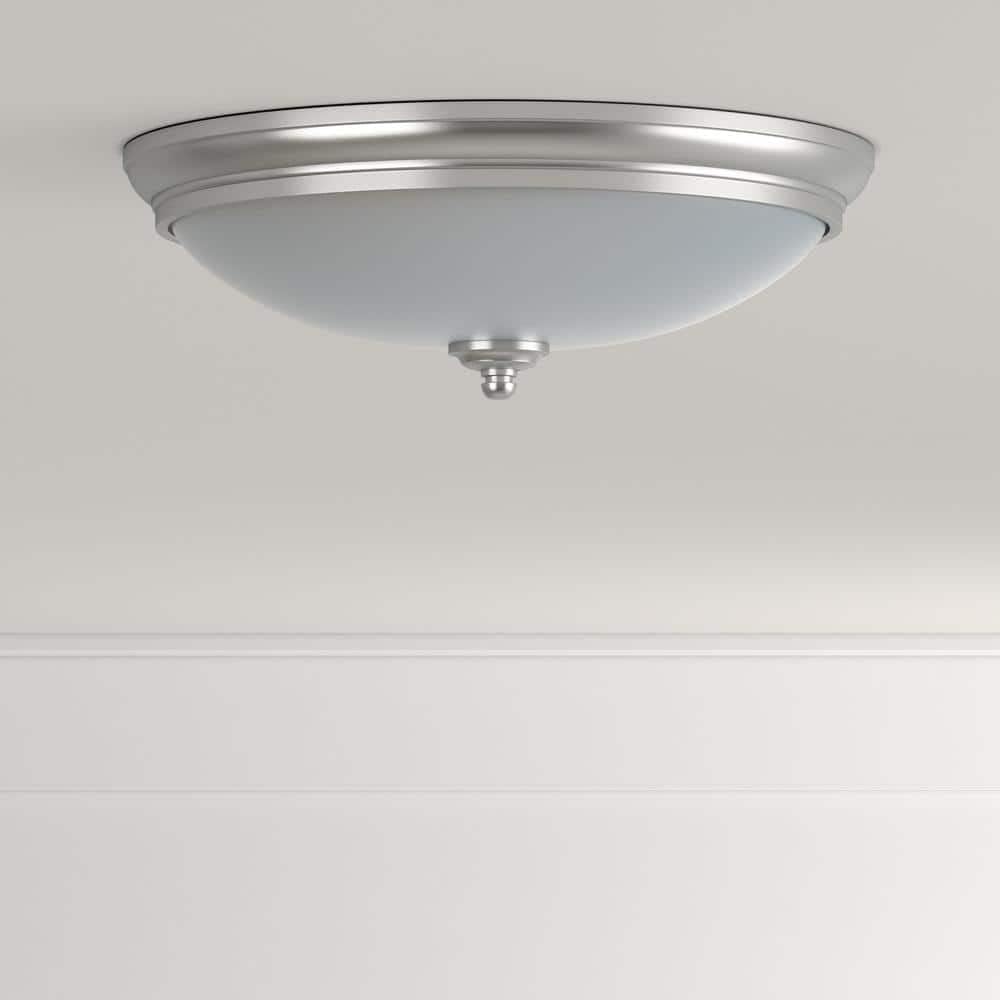 Hampton Bay Clifton 13 in. Brushed Nickel Selectable LED Flush Mount HUI8011LL-6/BN