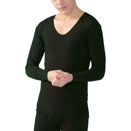 Men's Thermal Shirts Underwear Tops Long Sleeve Pajamas Soft Pjs Warm Spring Loose V Neck Basic Comfy Winter