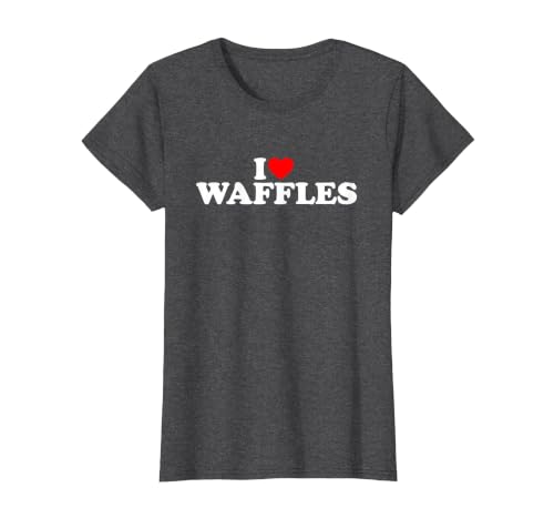 I Love Waffles, I Heart Waffles T-Shirt, Women, Dark Heather Grey, Small