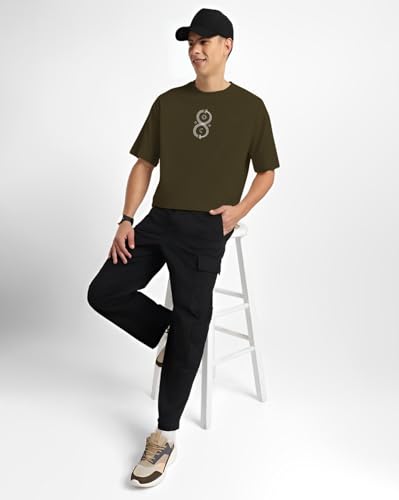 Image of GESPO Men T-Shirt Oversized Drop Shoulder Front and Back Printed Tshirt for Man || Tshirt for Man || Round Neck Casual Loose fit T Shirts for Mens
