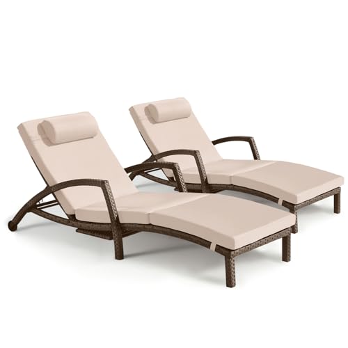ZZWHOM Wicker Patio Pool Lounge Chair