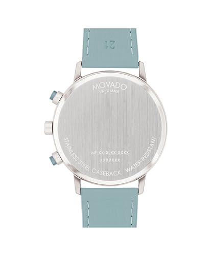 Movado Face Men's Luxury Chronograph Watch - Swiss Quartz Movement, Leather Strap - Water Resistance 30 Meters (3ATM) - Stylish Timepiece - Gift for Him - 43mm3