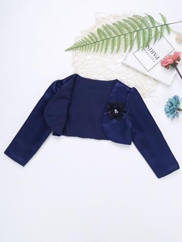 JEYPINMI Kids Elegant Long Sleeves Satin Bolero Formal Dress Coat Jacket Flower Girls Wedding Dress Crop Cardigan3