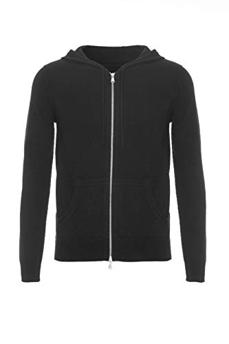 Lona Scott Sudadera con Capucha para Hombre de Cachemira Pura con Cremallera Negro Negro (XL Cover