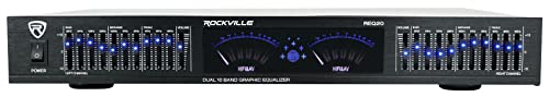 Rockville REQ20 Dual 10 Band Graphic Equalizer 19' Rack Mount, Stereo RCA Inputs/Outputs, VU Meters,...
