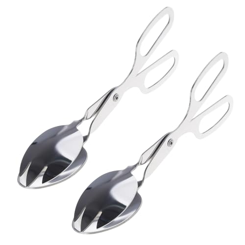 Elnwnnkc Pinzas ergonómicas estilo tijera, perfectas para ensaladas, pasteles y bufés, pinzas para servir alimentos