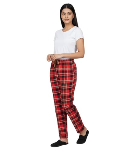 Image of Womens Multicolor Cotton Checkered Pyjama | Checks Pajama for women with Elastic & Drawstring Plus Size (S TO 8XL)