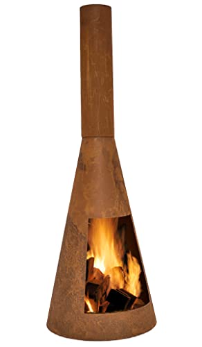 Terrassenofen Gartenofen Gartenkamin Terassenkamin Feuerstelle Terrasse Heizung Garten Ofen Metall Rost 100x35cm