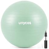 unycos - Palla Fitness 55 cm Antiscivolo in PVC con Pompa Manuale, Fitball per Pilates, Yoga, Stretching ed Esercizi di Equilibrio, Carico Statico fino a 300 kg (Verde con Logo)