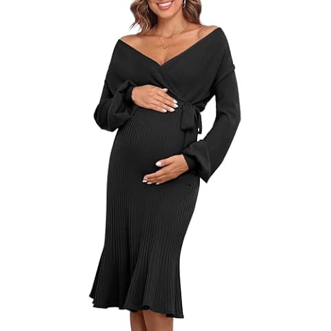 V FOR CITY Maternity V Neck Sweater Dress Cover