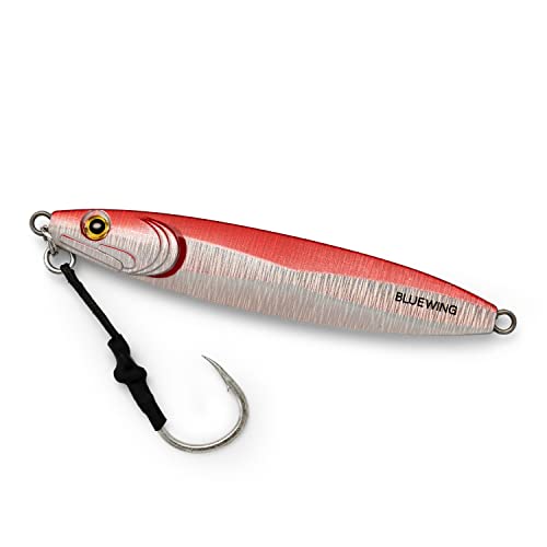 BLUEWING Fishing Lures Saltwater Slow Pitch Flat Fall Jigs Jigging Pitching Tackle with Assist Hook Artificial Bait, Pink,150g