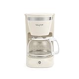 SALTER Retro Filterkaffeemaschine - 1,25 L Glaskanne, für 10 Tassen, geeignet für gemahlenen Kaffee, Warmhaltefunktion bis zu 30 Minuten, herausnehmbarer Filter, Überhitzungsschutz, 800 W, Creme