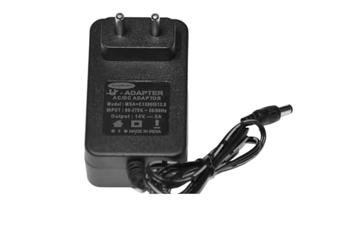 Image of Rashri 14V 2A Universal DC Power Adapter | Compatible with Toys, DC Fans, LED Lights, Selfie Rings & More | Heavy Duty Charger with Safety Protection