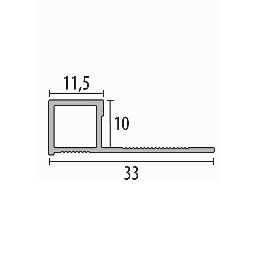 Randleistenprofil 10 x 33 x 2500 mm Einfasshöhe 10 mm Quadratprofil Aluminium Wandabschluss Geschlossen Gestanzt Metallprofil Silber Glanz Küberit