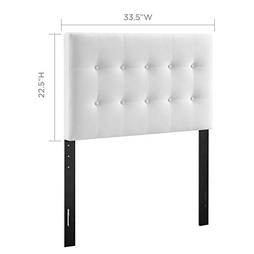 Image of Modway Emily Twin Biscuit Tufted Performance Velvet Headboard, White