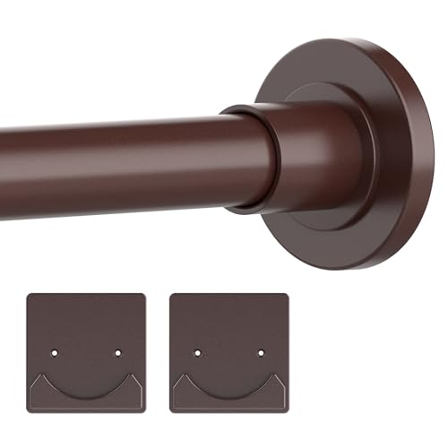 Image of Thestoa Bronze Shower Curtain Rod Adjustable 30-80 inch with Holder, Anti-Rust Shower Rod & Spring Tension Shower Rod No Drill, Shower Curtain Rod for Bathroom Tension Rod