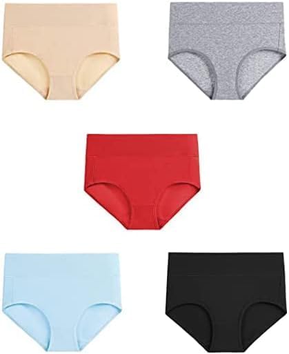 shaperx Women's & Spandex Seamless Shaping High Waist Bikini Cotton & Spandex Stretchable Belt Panties Plus Size Pack of 5 Multicolor-picture-25
