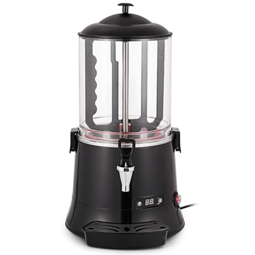 VEVOR Machine à Chocolat Chaud 10L Distributeur Chocolat Chaud Professionnel 400W Chocolatière Pro 30-90℃ Distributeur LED avec Plateau Égouttoir pour Boisson Chaude Café Lait Soja Maison Restaurant